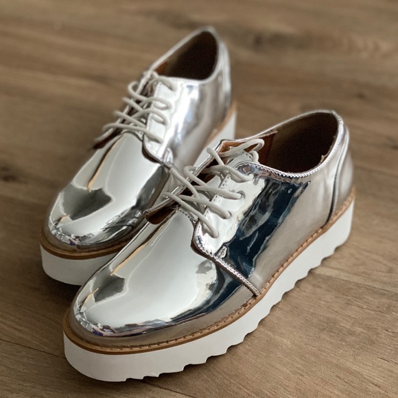 silver platform oxfords